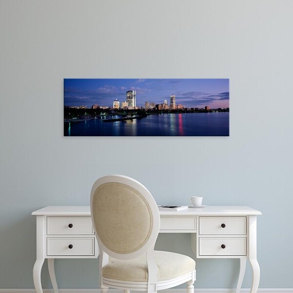 Easy Art Prints Panoramic Images's 'Buildings On The Waterfront At Dusk, Boston, Massachusetts, USA' Canvas Art