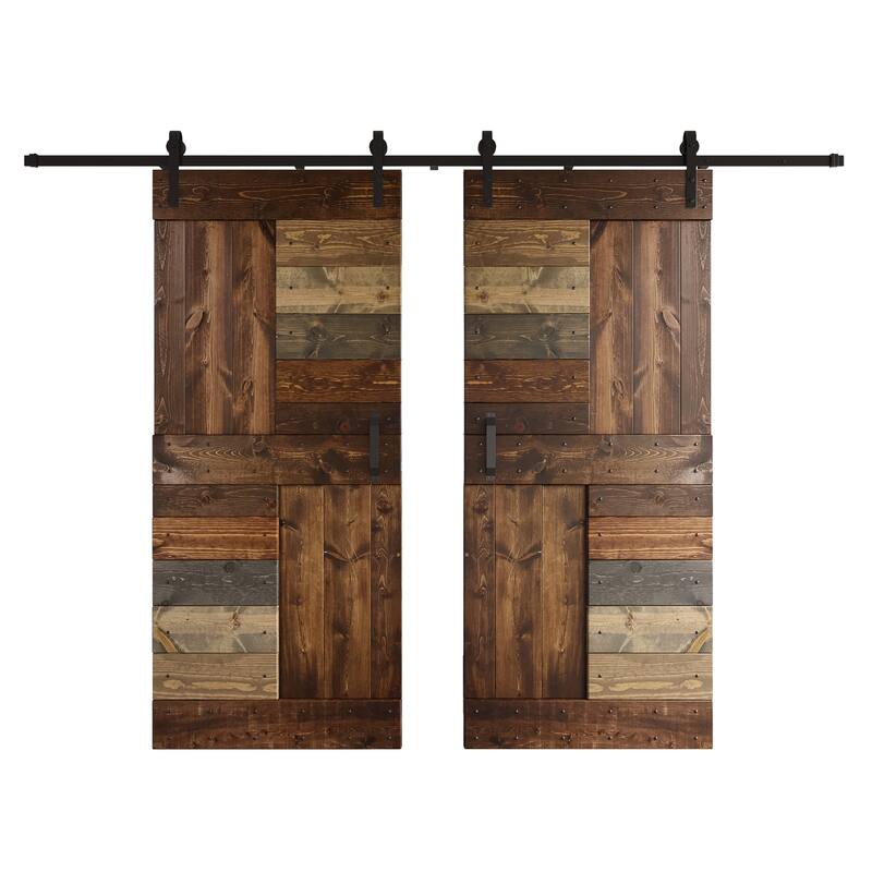 Coast Sequoia 48in./60in./72in./84in. x 84in. S Series Multi-Color Pine Wood Double Sliding Barn Door With Hardware Kit