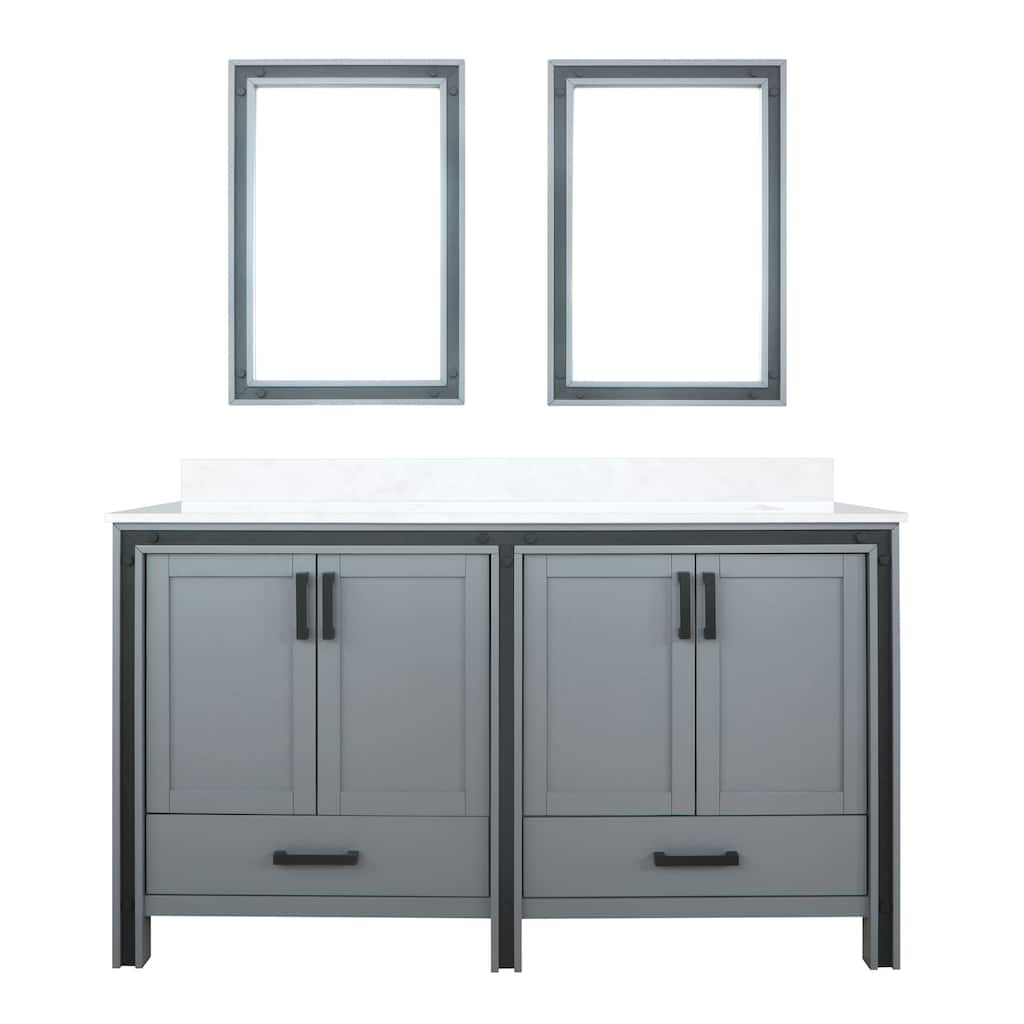 Ziva Bath Vanity, White Quartz Top and Mirrors