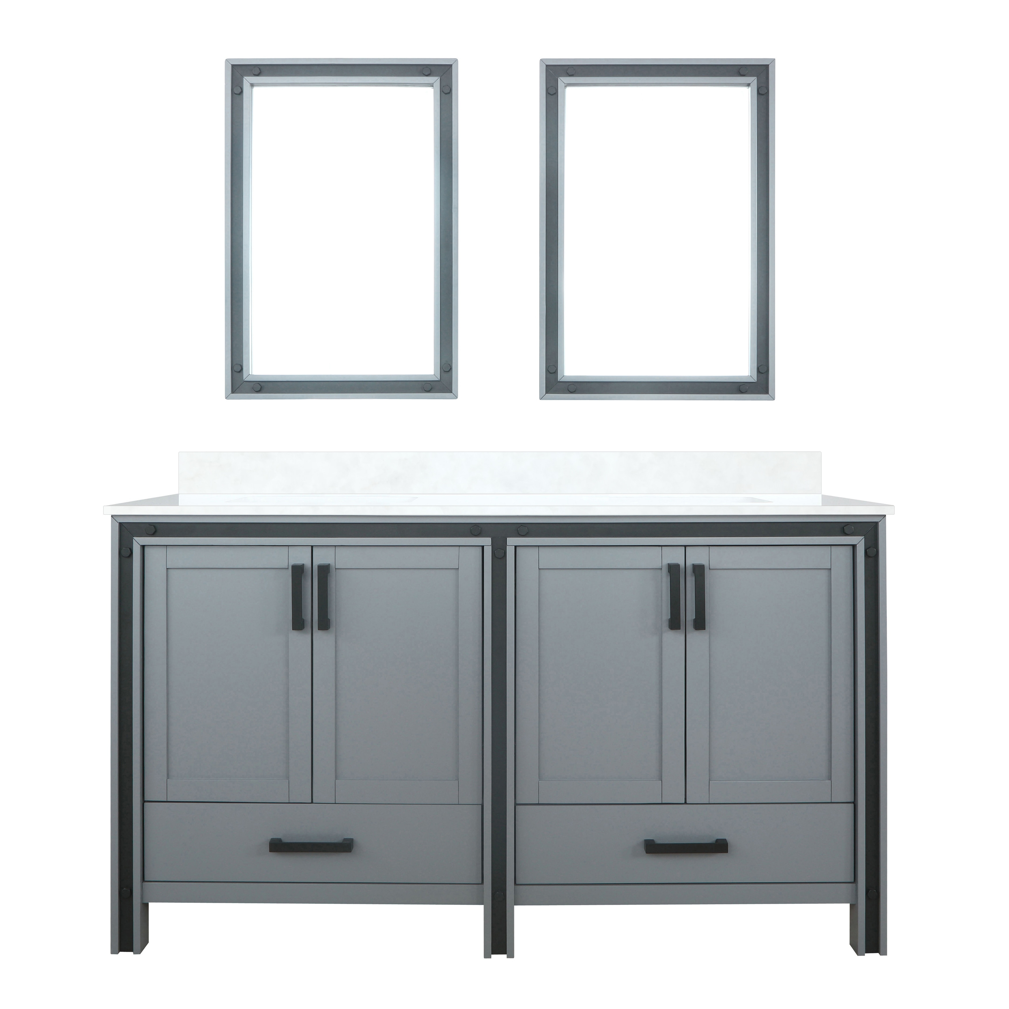 Ziva Bath Vanity, White Quartz Top and Mirrors