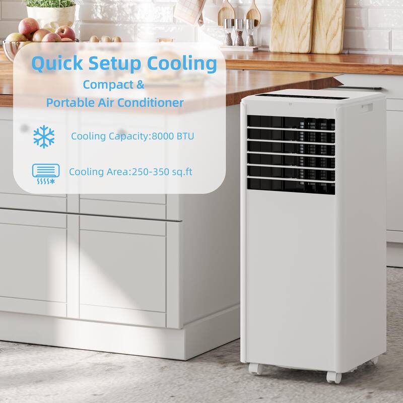 8000Btu Portable Air Conditioner, Cools Room up to 350 sq. ft