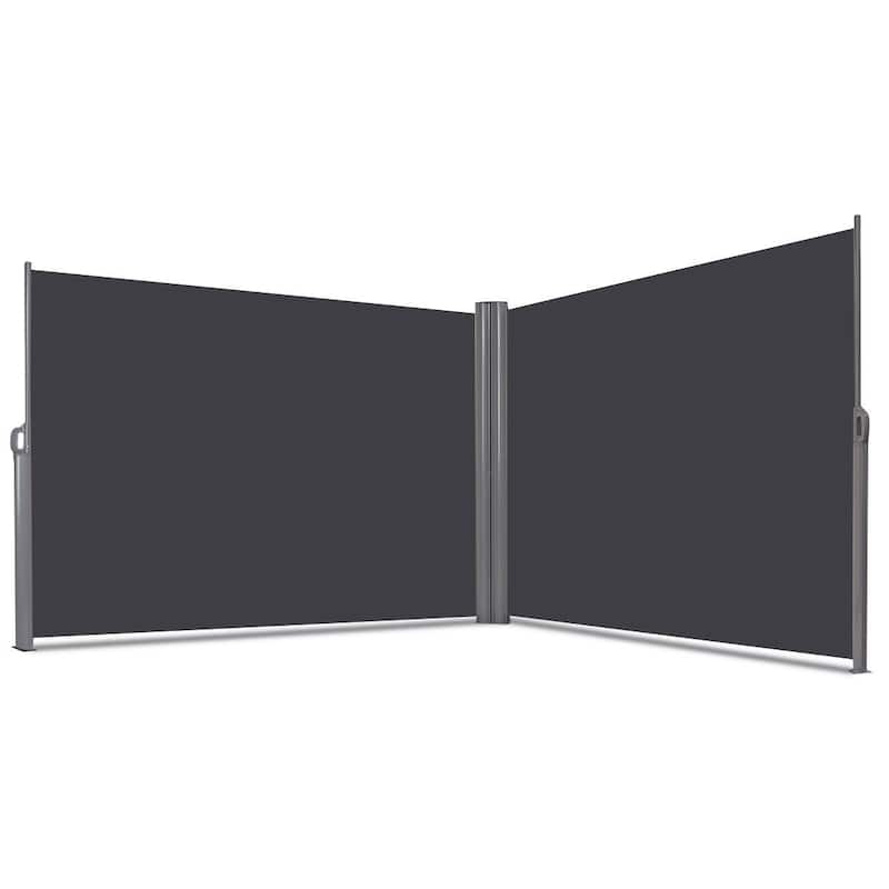 Gymax 237''x 63'' H Patio Retractable Double Folding Side Awning - See Details