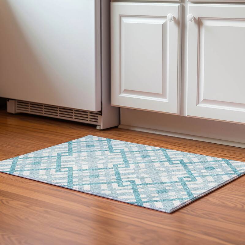 Premium Washable Super Soft Contemporary Geo Mayfield Rug - Teal - 1' 8" x 2' 6" - Rectangle