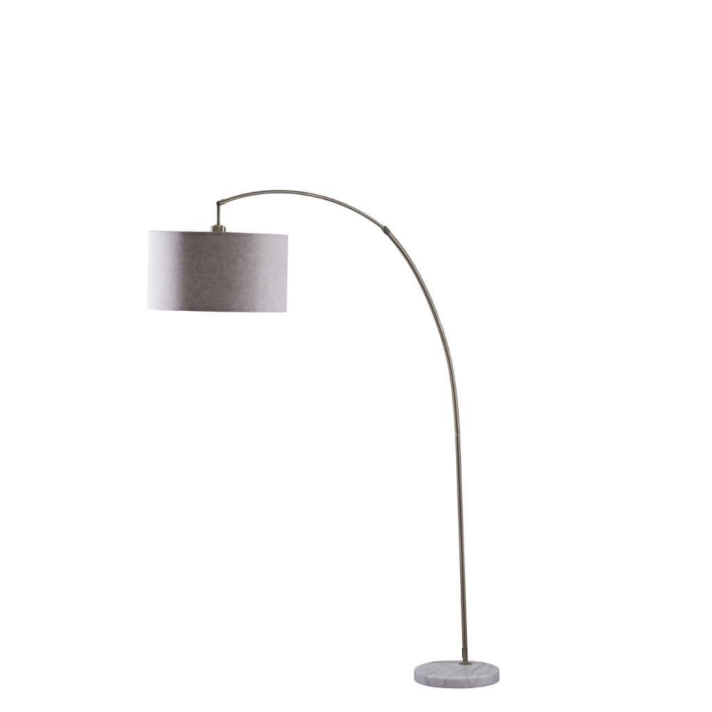 86"Arched Floor Lamp with Gray Drum Shade - 86" H x 16" W x 52.5" D