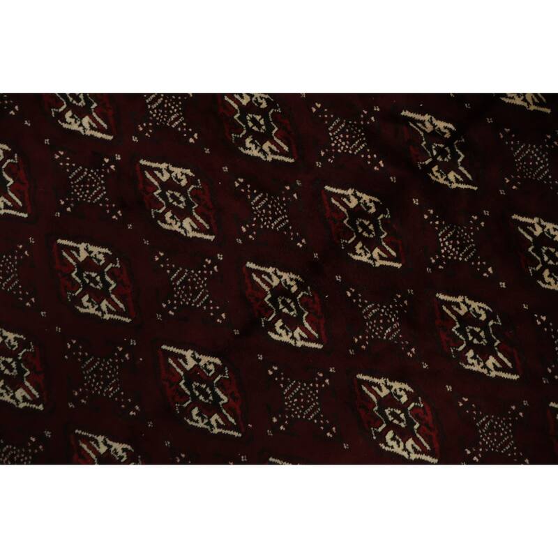 Hand Knotted Oriental 100% Wool Carpet Traditional All-Over Red Turkoman Area Rug - 12' 1'' X 7' 0''