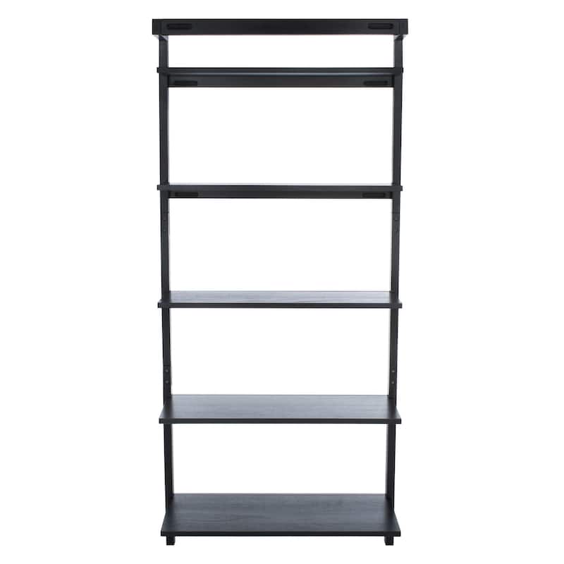 SAFAVIEH Babs 5-Tier Leaning Etagere Bookcase - 31.5" W x 11" L x 72.4" H - 31Wx11Dx72H - Black
