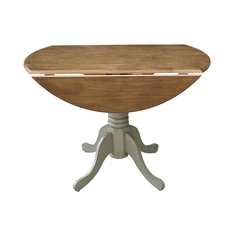 Round Pedestal Base Solid Wood 42-inch Drop-leaf Dining Table