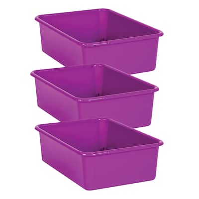 Teacher Created Resources Purple Large Plastic Storage Bin, Pack of 3