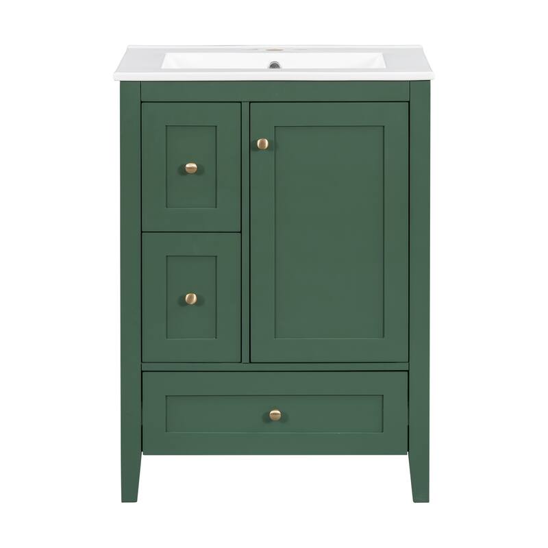 24-Inch Bathroom Vanity with Storage, Adjustable Shelf