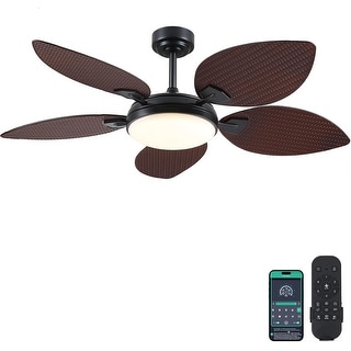 52 Inches or 62 Inches Tropical Ceiling Fan with LIght and Remote,Palm Leaf Blades