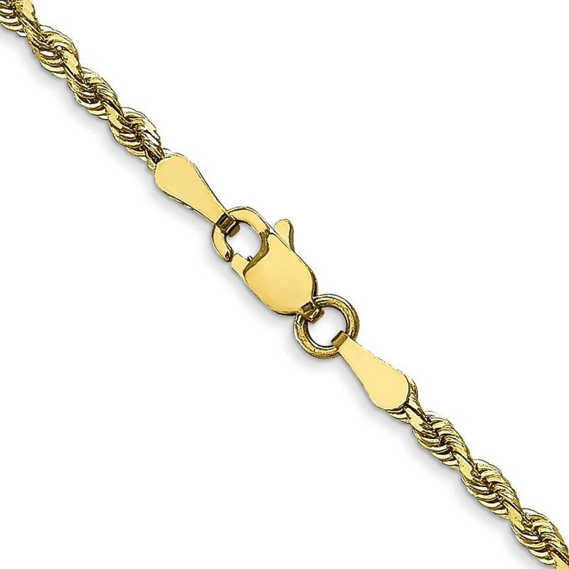 Curata 10k Yellow Gold Solid 2.25mm Sparkle Cut Quadruple Rope Chain Bracelet
