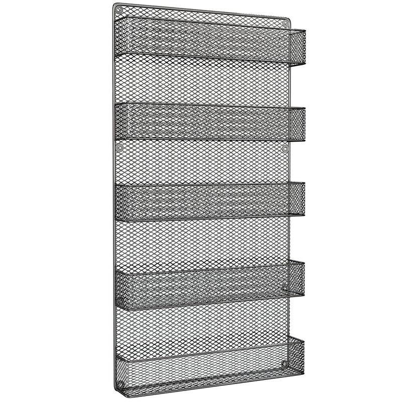 Spice Rack Organizer - Space-Saving Wall-Mount 5-Tier Wire Shelves by Home-Complete (Black)