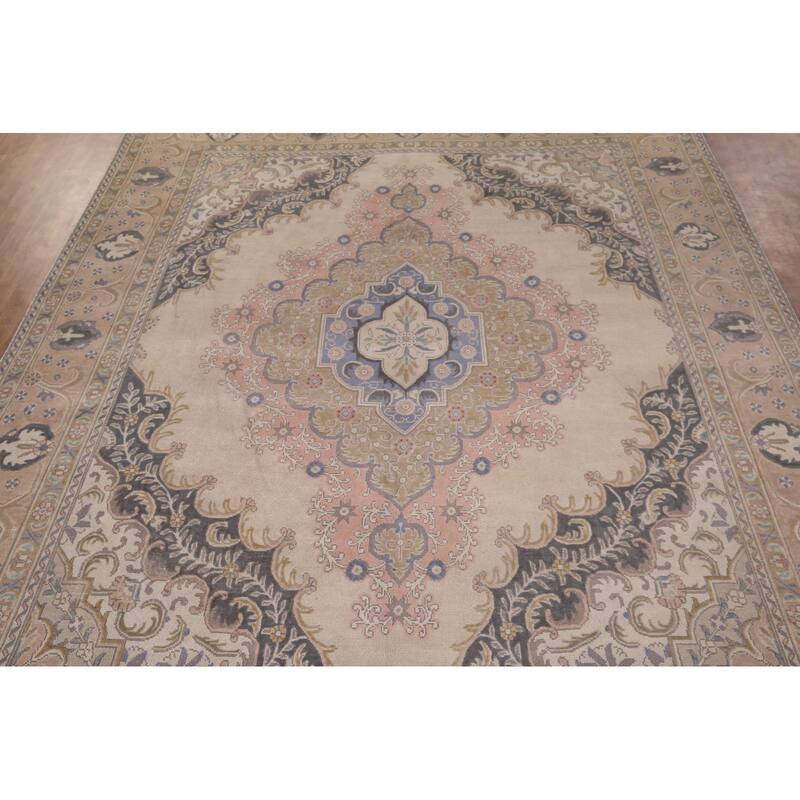 Tabriz Persian Vintage Area Rug Hand-Knotted Wool Carpet - 9'7" x 12'3"