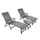 preview thumbnail 51 of 56, Outdoor Aluminum Folding Adjustable Chaise Lounge Chair and Table Set Black & Gray