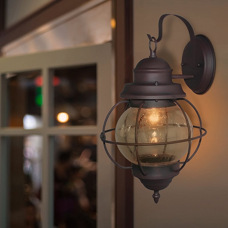 Kustatan Wall Sconce 1-light Outdoor Bronze Wall Lamp by Havenside Home - 10.2"W x 17'H
