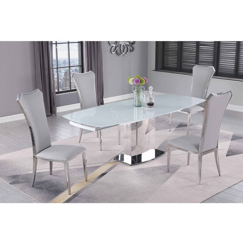 Somette Maya Extendable Glass Dining Set with Tall Back Chairs