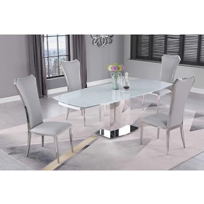 Somette Maya Extendable Glass Dining Set with Tall Back Chairs