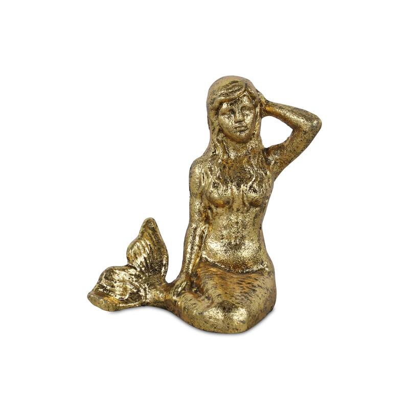 Ceili Golden Cast Iron Mermaid Statue