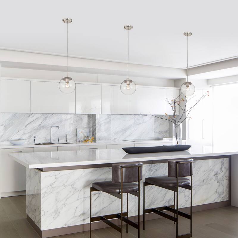 7.75 in. 1-Light Matte Black/Brushed Nickel Pendant Light with Clear Globe Glass Shade