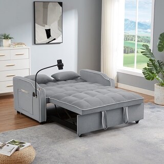 Versatile Foldable Sofa Bed with USB Charging Ports Velvet Pull-out ...