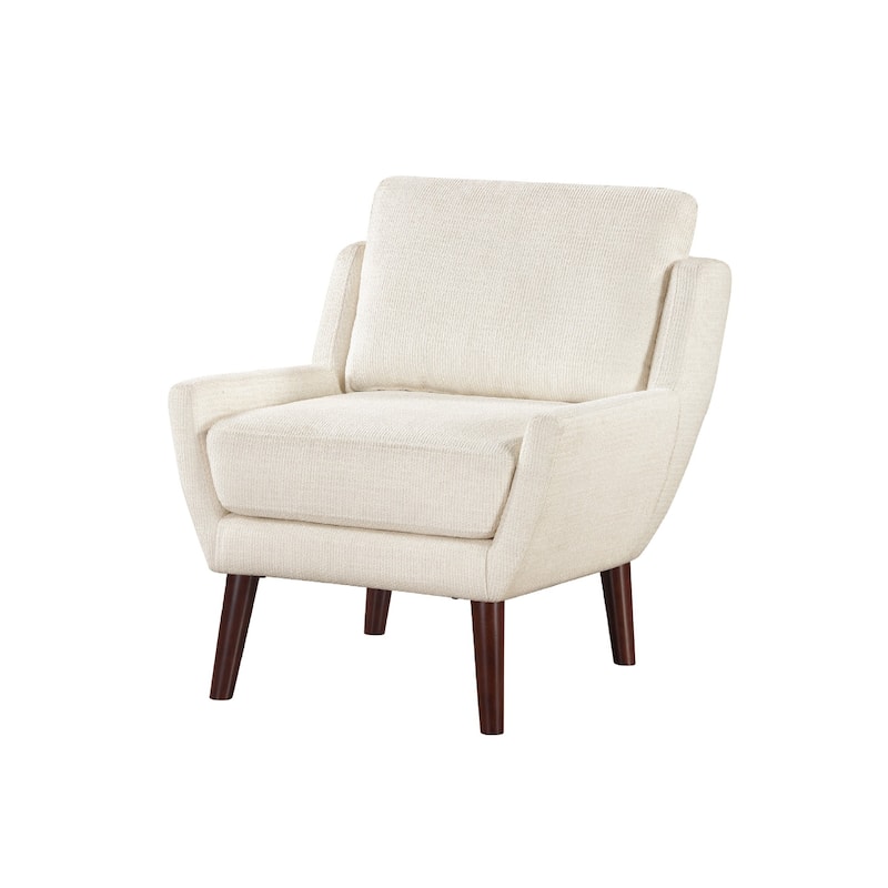 Veny Accent Armchair, Beige Chenille, Solid Wood Angled Legs