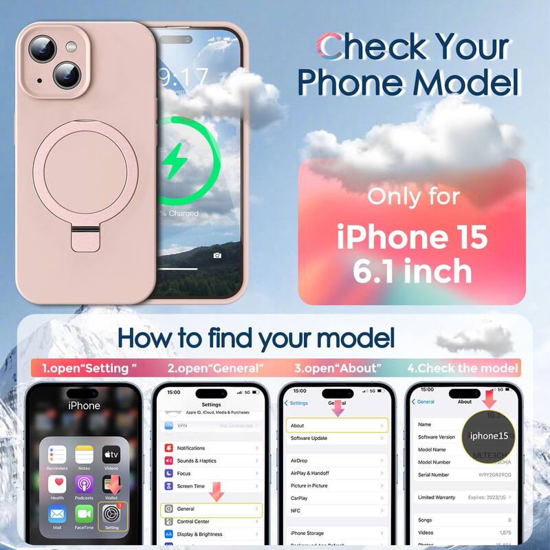 iPhone 15 Case, Liquid Silicone Moisturizing Factor Extreme Soft Slim Phone Case with Stand Compatible with MagSafe 6.1 inch