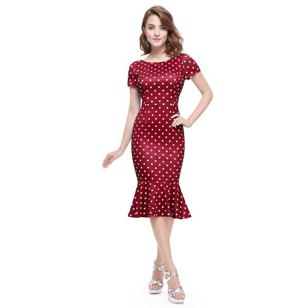 Shop Polka Dot Mermaid Short Sleeve Sheath Casual Summer Dress For
