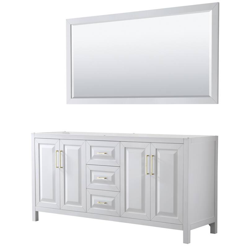 Wyndham Collection Daria 71" Double Free Standing Vanity Cabinet - - White / Brushed Gold Hardware