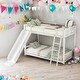 preview thumbnail 1 of 18, Twin Over Twin Metal Bunk Bed With Slide,Sturdy Frame for Home White
