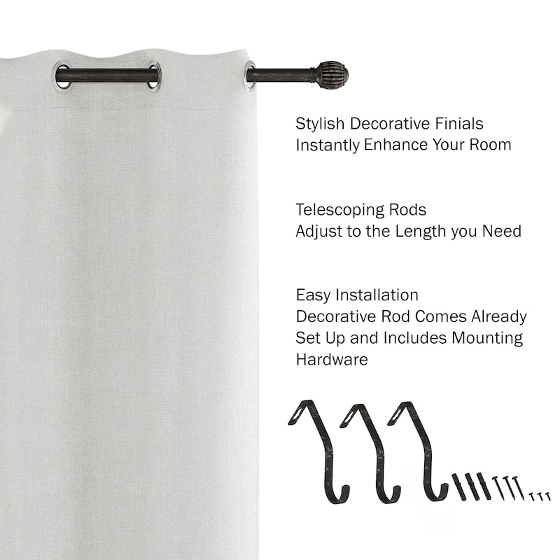 Adjustable Window Curtain Rod and Cap Shaped Finial
