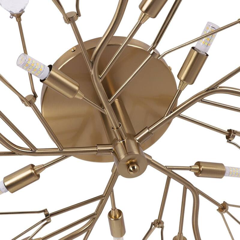 Modern 10-Light Crystal Accented Starburst Flush Mount Chandelier