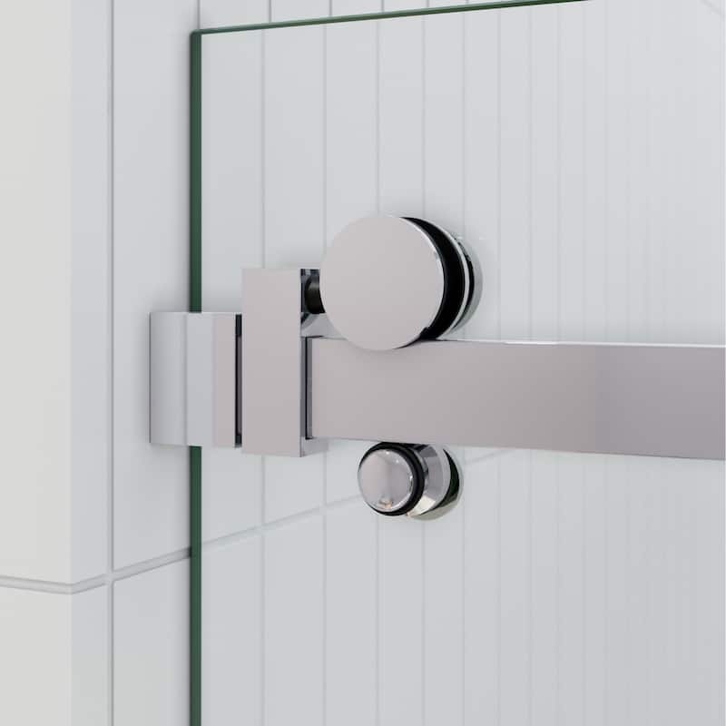 Glass Warehouse 56 in. - 60 in. x 60in. Frameless Bath Tub Sliding Shower Door with Square Hardware