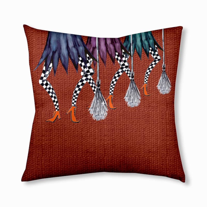 Esmerelda Trippled Halloween Design Tufted Floor Pillow - 26" x 26" - Orange