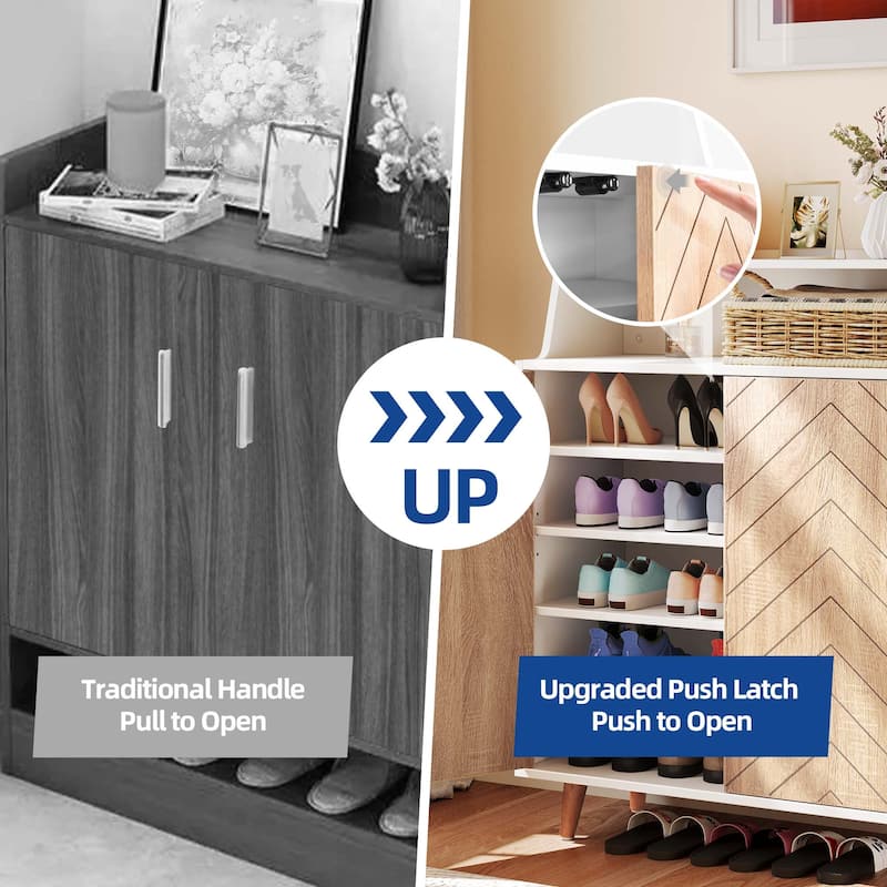 Moasis 5-Shelf Wooden Shoe Storage Cabinet wiith Drawer and Shelves for Entryway Living Room
