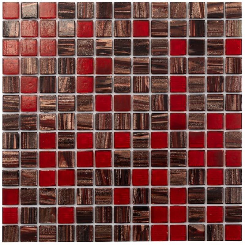 Apollo tile 12" x 12" Mingles Glossy Berry Red Glass Tile (20 sq ft/case) - 20 Pack