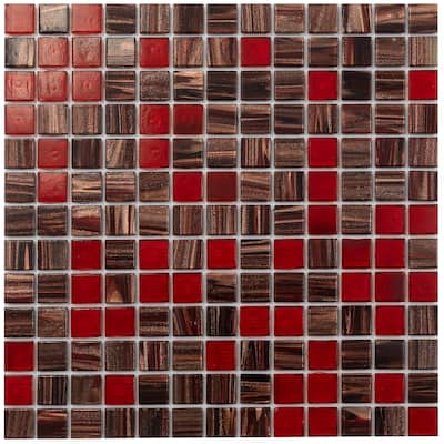 Apollo tile 12" x 12" Mingles Glossy Berry Red Glass Tile (20 sq ft/case) - 20 Pack