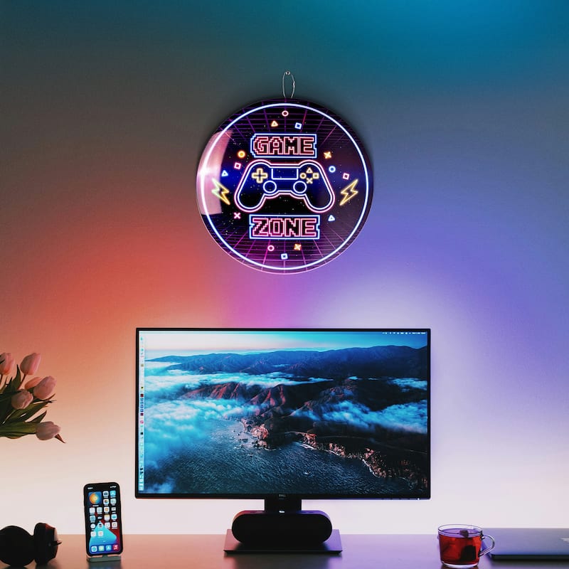 American Art Decor Round Dome Metal Sign - 15" x 15" - Game Zone