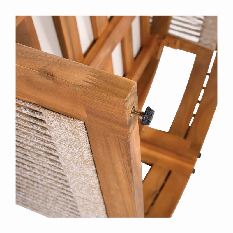 4-Piece Outdoor Wood Conversation Sofa Set with Coffee Table, Cushions