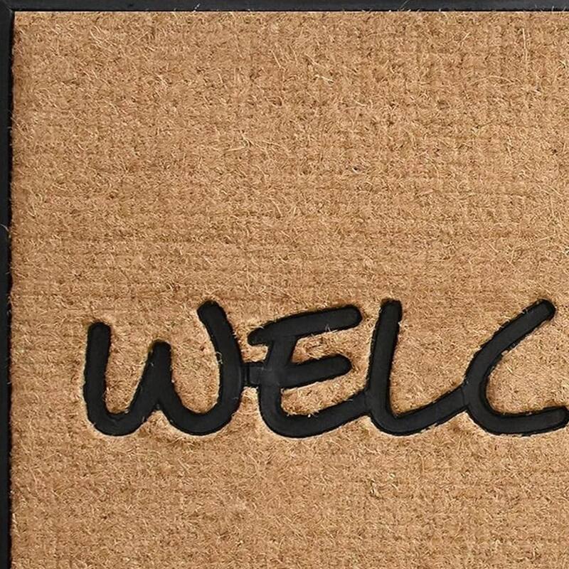 HomeRoots 24" X 36" Natural And Black Coir Welcome Outdoor Door Mat - 24' X '36