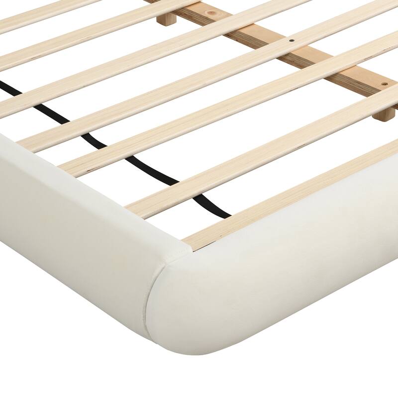 Christopher Knight Home - Lunara Modern Upholstered Floor-Hugging Platform Bed with Rounded Edges