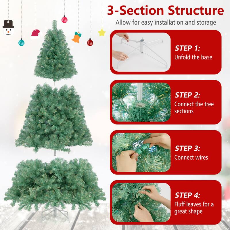 Gymax 7.5 FT Pre-Lit Tinsel Christmas Tree Artificial Xmas Tree w/