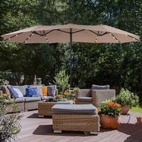 15ft Patio Umbrella Double-Sided Outdoor Extra Large Crank Lift Umbrella  with Solar Led Lights and Base Included - On Sale - Bed Bath u0026 Beyond -  36022860