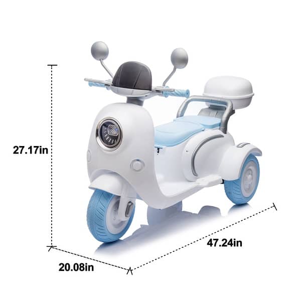 dimension image slide 0 of 3, 12V Electric Motorcycle for Kids with Flip-Back Parent Seat, Music Player, and Lighting, Ages 3-6