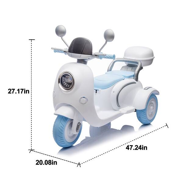 dimension image slide 2 of 3, 12V Kids Electric Motorcycle with Rear Flip Adult Seat, Bluetooth, USB, Multi-Function Player, and Large Storage for Ages 3-6