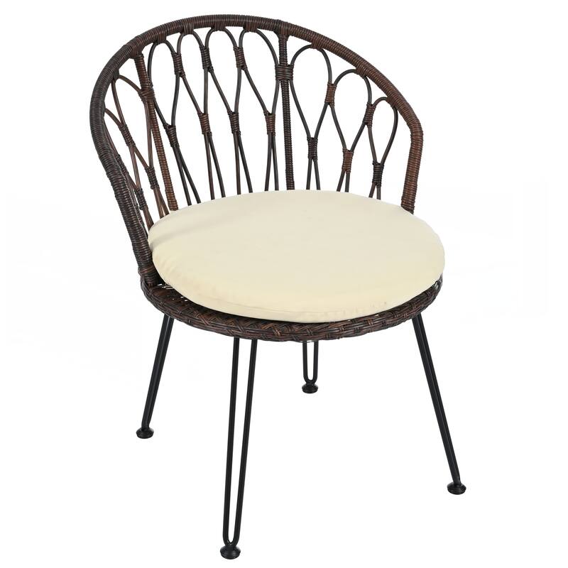 2 Rattan Single Chairs with A Glass Round Table
