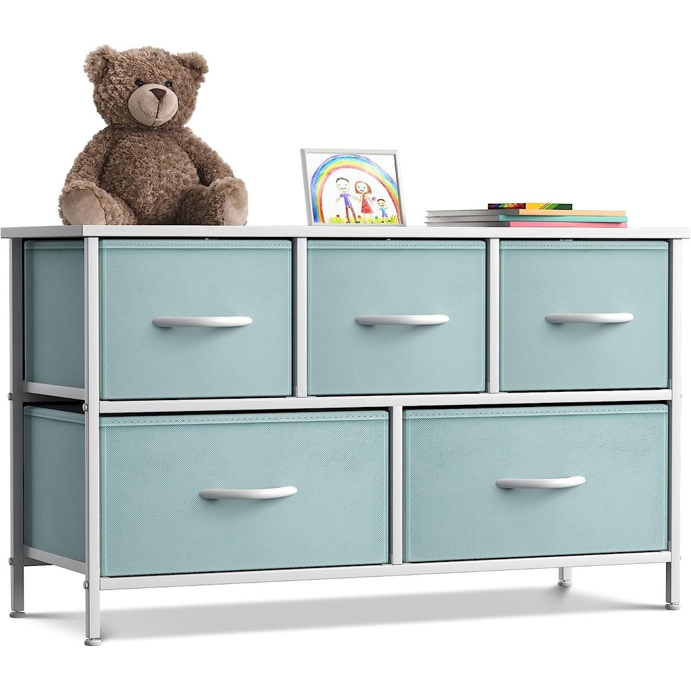 Dresser w/ 5 Drawers Furniture Storage Chest for Home, Bedroom