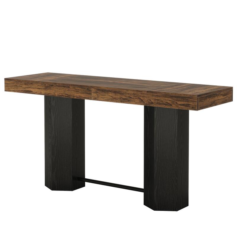 Industrial Bar Table 70.9" Rectangular Home Bar Unit with Footrest