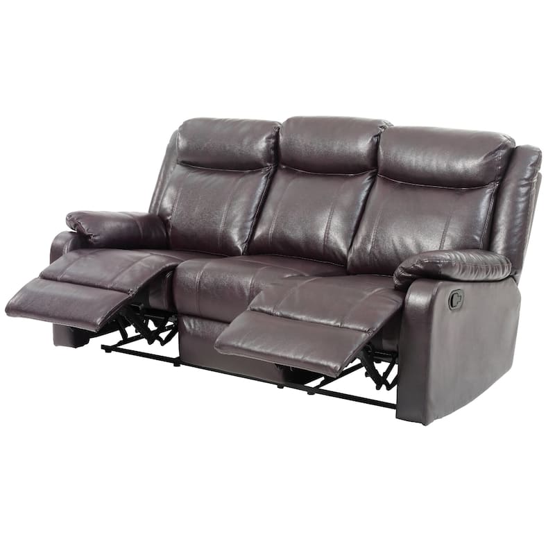 Faux leather 3-Seater Reclining Sofa - 76" - Dark Brown
