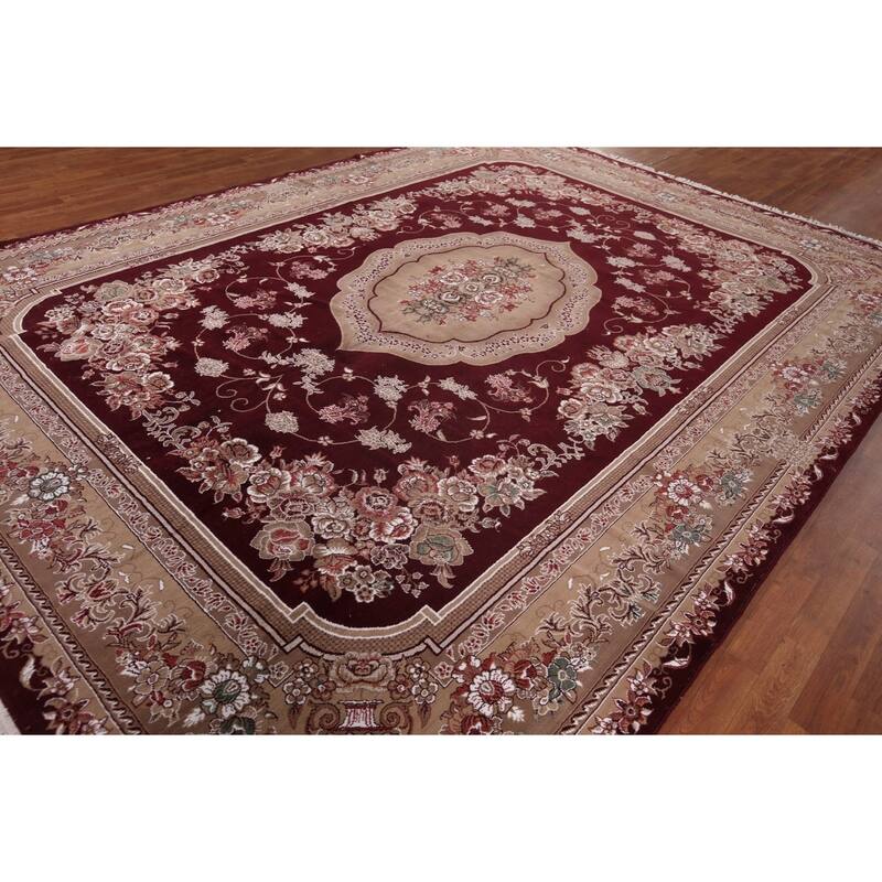 Victorian Style Kashan Turkish Area Rug Machine Made Carpet - 9'10" x 13'2"