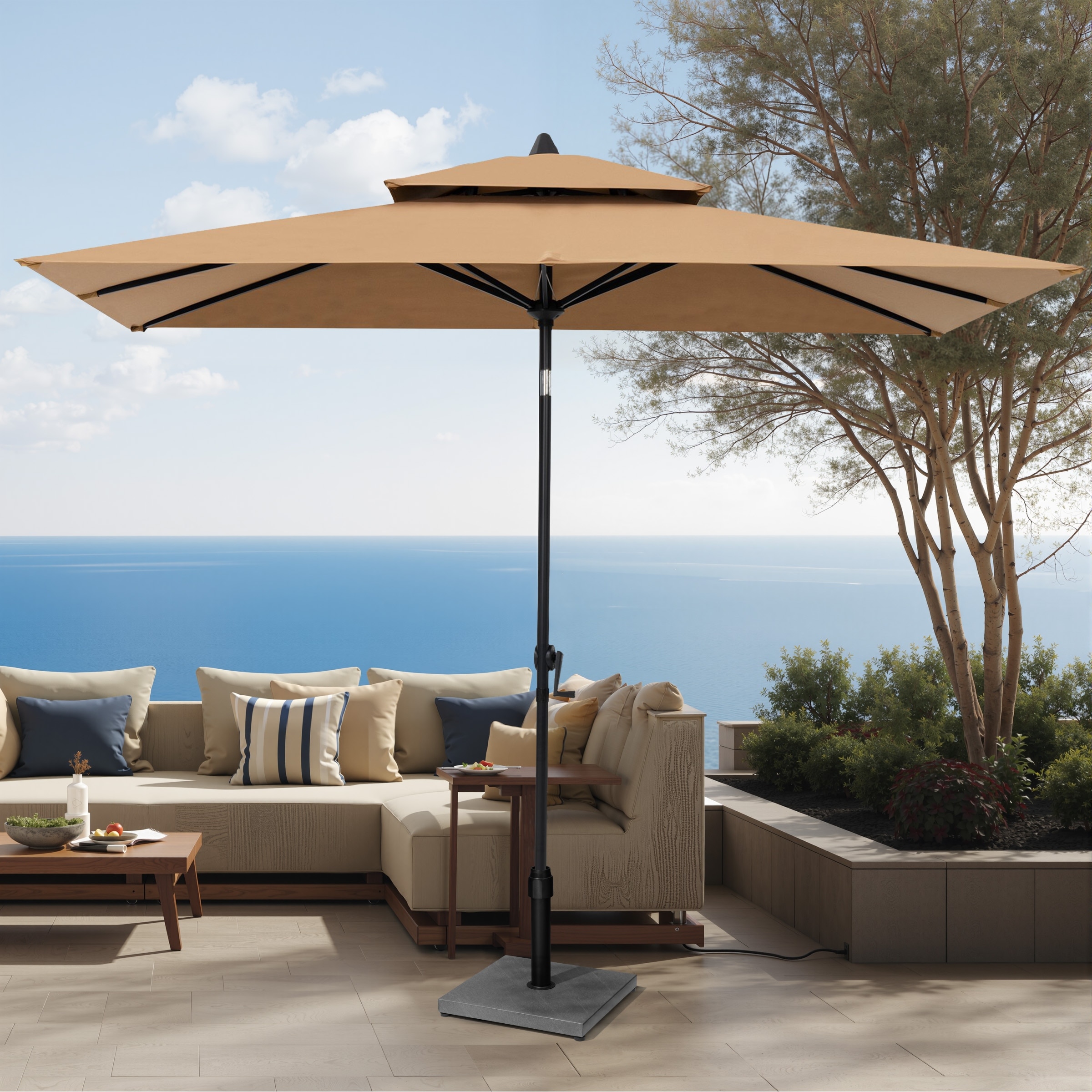 belcourt square patio umbrella base 8' x 8' Saville | Umbrellas Introducing the Square Base by Midtown Umbrellas Contract Grade Patio Umbrella Base